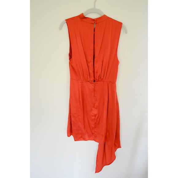 By Anthropologie Mock-Neck Draped Silk Dress Paprika Size 10 - Picture 10 of 11